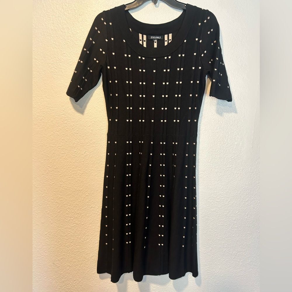 Black Lnit Dress with White Accents